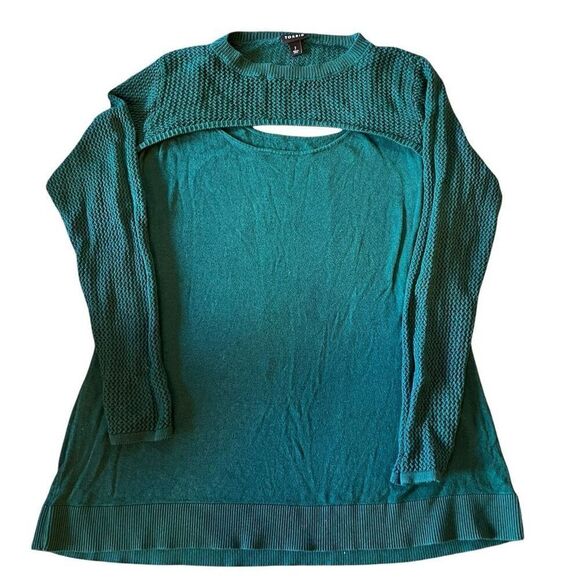 Torrid Peek A Boo Slit Front Mixed Crochet Knit Pullover Sweater Green Size 2 - Picture 1 of 7
